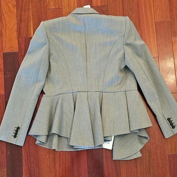 Wool Alexander McQueen Suit Jacket Herringbone Peplum Blazer size 48 IT NWT - Picture 3 of 15